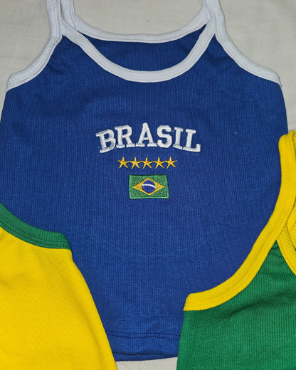 RN Box Cropped - Brasil Azul - Algodão Canelado