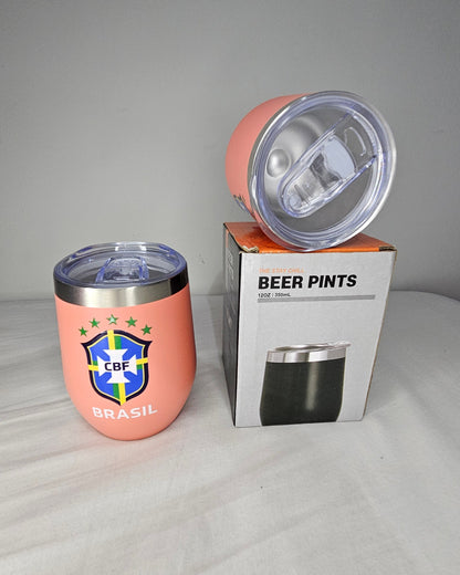 Copo Térmico 360ml com Tampa e Abridor - Escudo CBF Centralizado - DTF