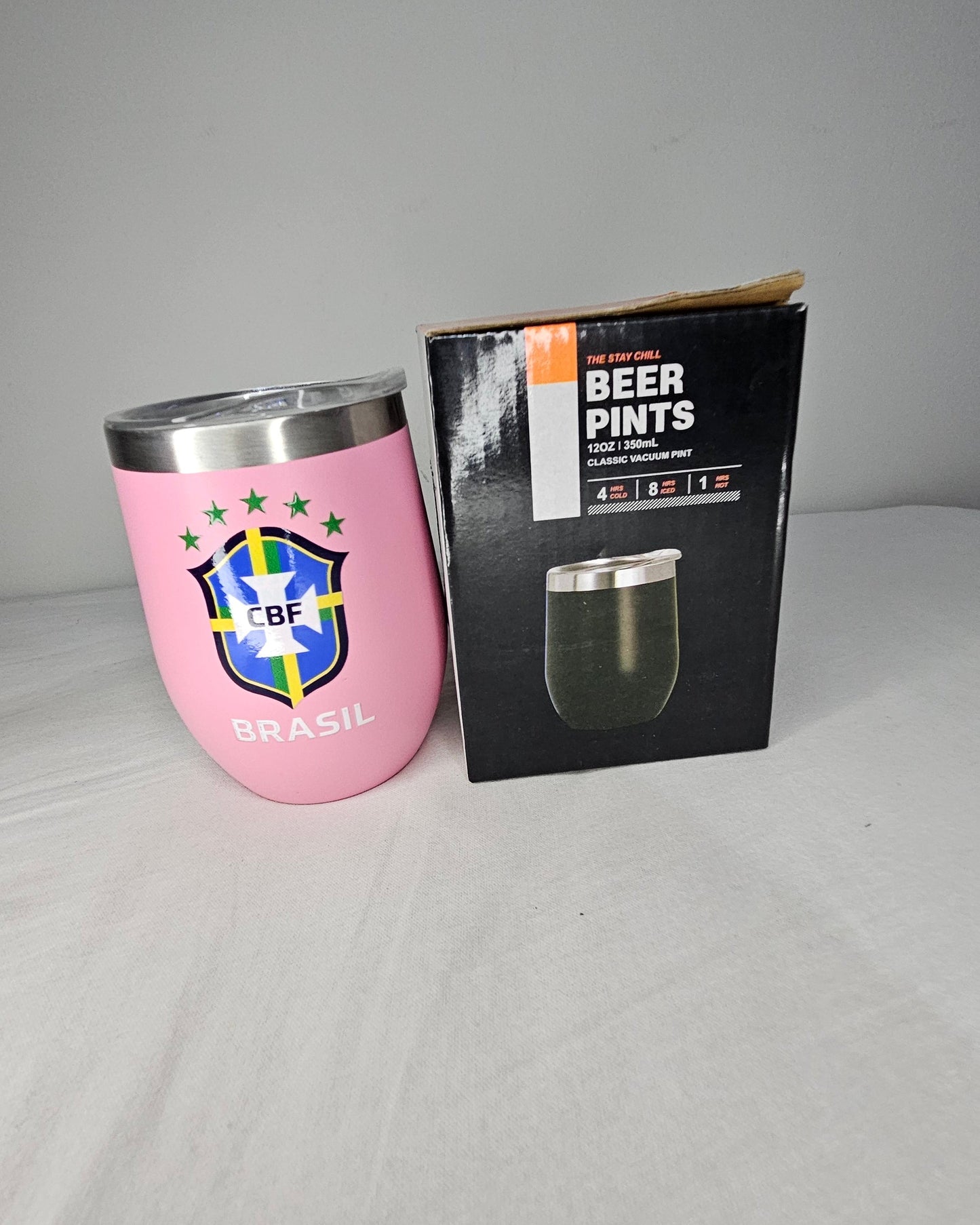 Copo Térmico 360ml com Tampa e Abridor - Escudo CBF Centralizado - DTF