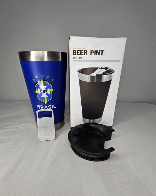 Copo Térmico 470 ml com Tampa e Abridor - Escudo CBF Centralizado - DTF