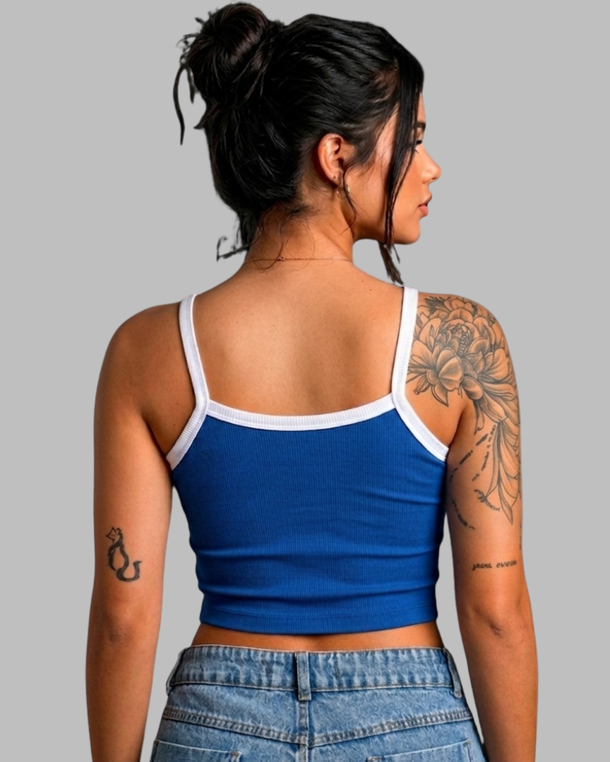 RN Box Cropped - Brasil Azul - Algodão Canelado
