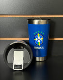 Copo Térmico 470 ml com Tampa e Abridor - Escudo CBF Centralizado - DTF