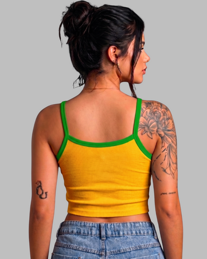 RN Box Cropped - Brasil Amarela - Algodão Canelado