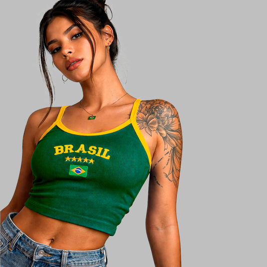 RN Box Cropped - Brasil Verde - Algodão Canelado
