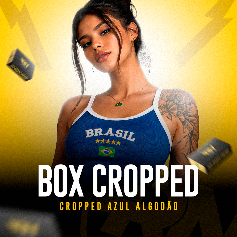 RN Box Cropped - Brasil Azul - Algodão Canelado