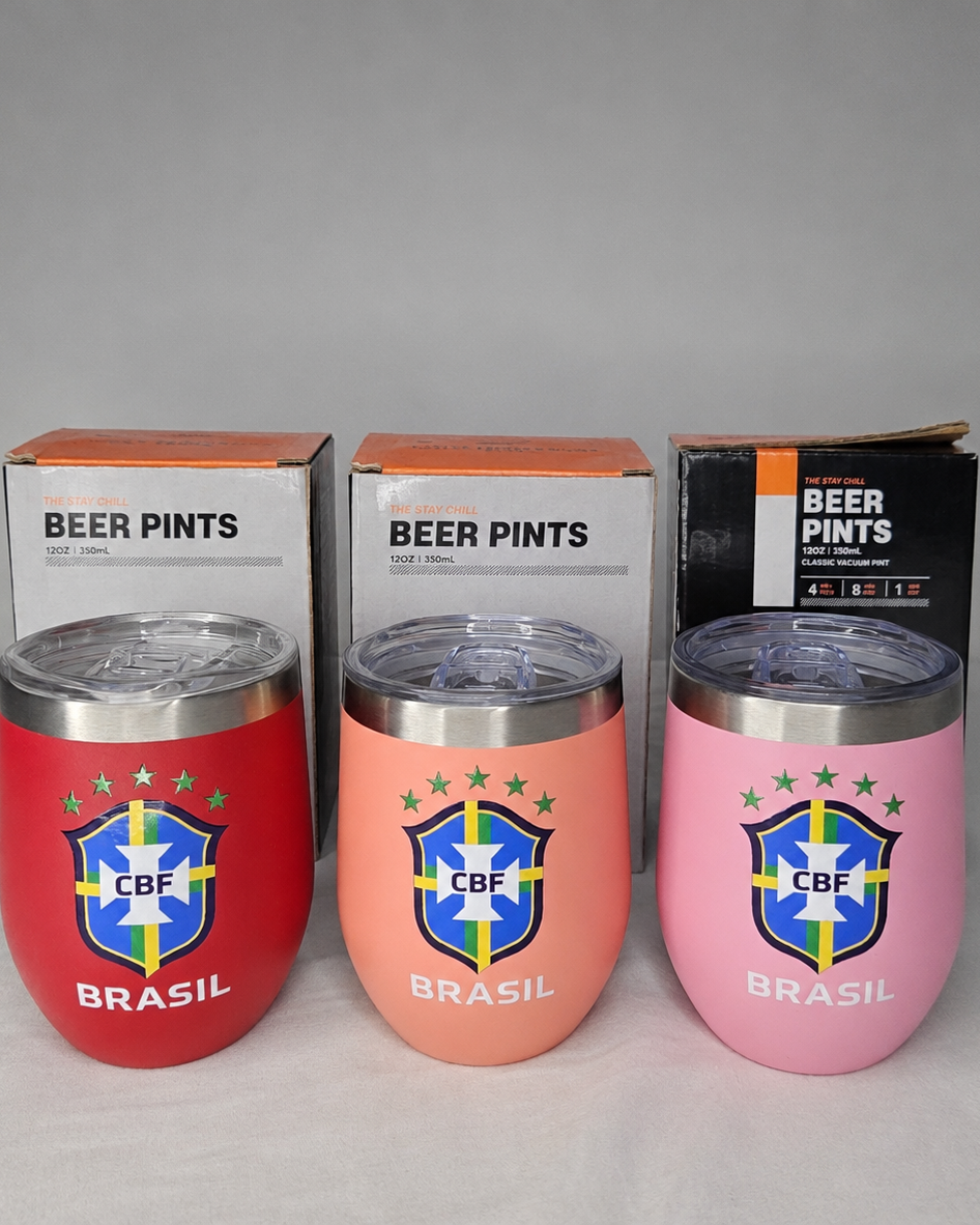 Copo Térmico 360ml com Tampa e Abridor - Escudo CBF Centralizado - DTF